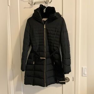 Michael Kors Black Puffer Jacket with Gold Accents